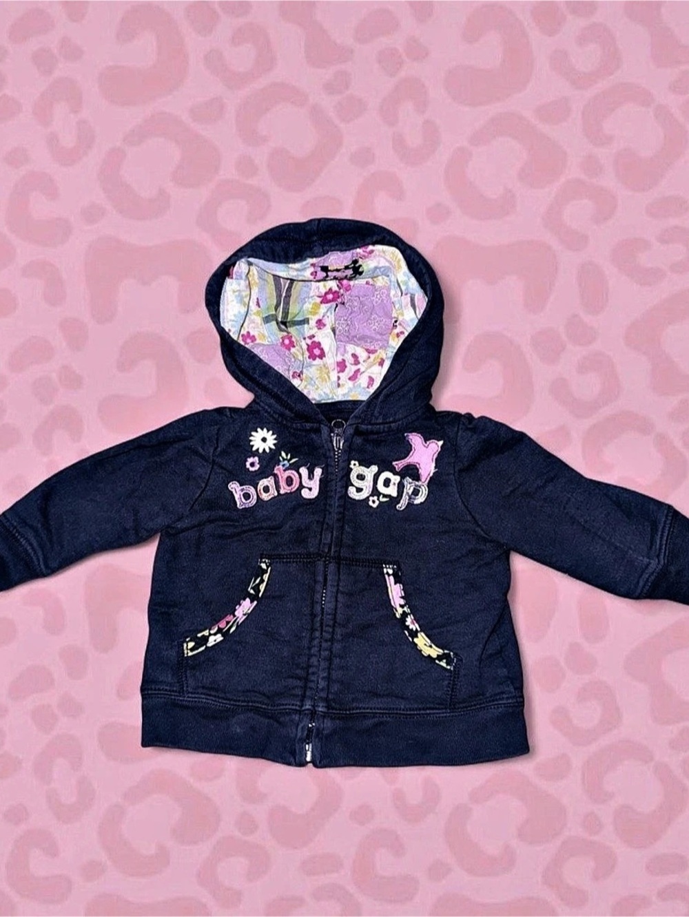 babyGap Baby Floral Hooded Jacket Blue & Pink